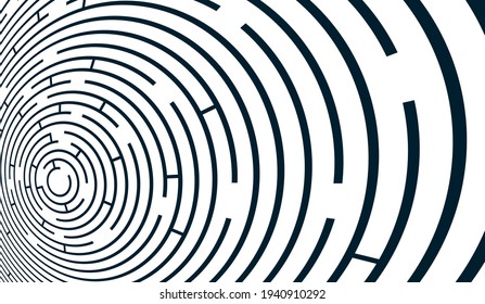 Radial maze lines abstract vector background, linear pattern in 3D perspective.