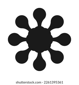 Radial metaballs cloud silhouette shape icon. A symbol made from blob shapes morphed together. Isolated on a white background.