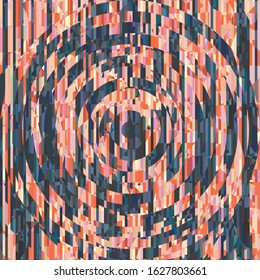 Radial Mosaic Tiles, Vector of Abstract Circular Pattern of the Pixel Effect Dome