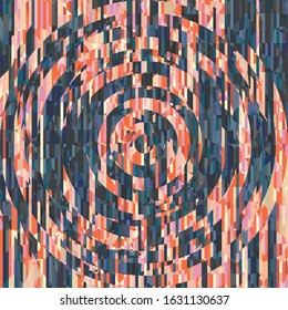 Radial Mosaic Tiles, Vector of Abstract Circular Pattern of the Pixel Effect Dome