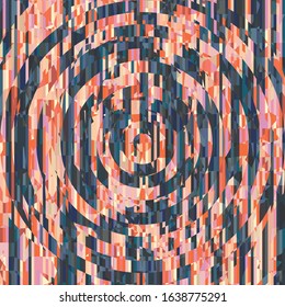 Radial Mosaic Tiles, Vector of Abstract Circular Pattern of the Pixel Effect Dome