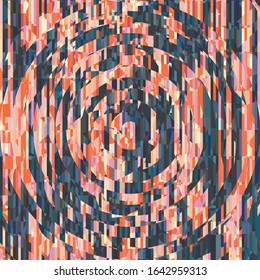 Radial Mosaic Tiles, Vector of Abstract Circular Pattern of the Pixel Effect Dome