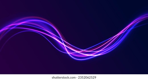 Radial motion blur background. 3d speedy neon background design with ultra violet and blue laser light. Concept of cyber highway, digital hyperspace or speed of light. Long time exposure vector. 