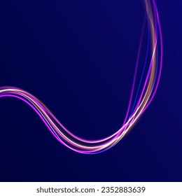 Radial motion blur background. 3d speedy neon background design with ultra violet and blue laser light. Concept of cyber highway, digital hyperspace or speed of light. Long time exposure vector. 