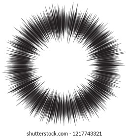 Radial motion lines. Text frame in manga and anime comics. The expression of thoughts in the comics, the emotional statement. Black and white illustration