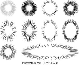 Radial motion lines. Text frame in manga and anime comics. 