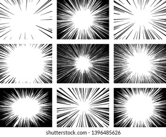 Radial motion lines. Text frame in manga and anime comics. 