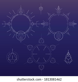 Radial mystical patterns compass spiritualism vector
