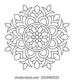 Radial network pattern design for tattoo coloring book, vector file, wall art, simple mandala art, Design for a wallpaper Paint shirt and tile Sticker Design, vector file