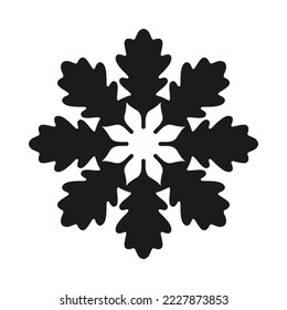 Radial Oak leaves circle shape icon. Dark-coloured Quercus species foliage in a circular formation. Isolated on a white background.