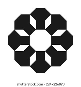 Radial octagon shapes, negative space icon. A group of octagonal symbols. Isolated on a white background.
