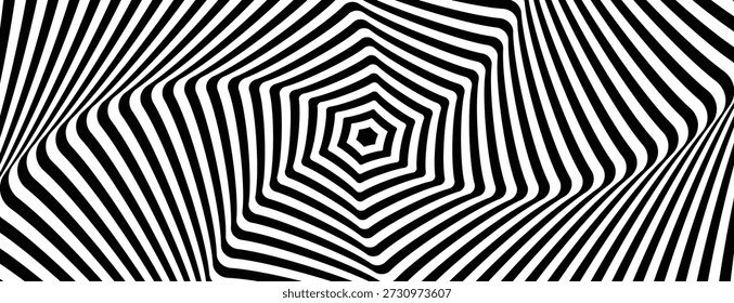 fundo de ilusão óptica radial preto e branco abstrato