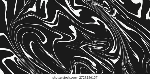 Radial optical illusion background modern. Black and white abstract rotating lines in circles. Poster, banner, template design. Spinning spiral or vortex illusion wallpaper. Vector horizontal opt art surface