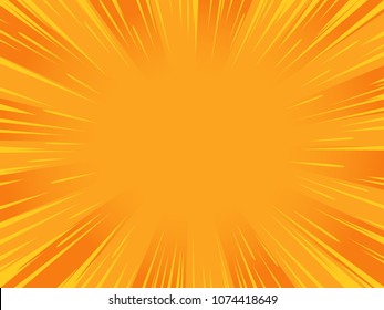 Radial orange speed lines for comic books. Explosion background.Vector illustration.