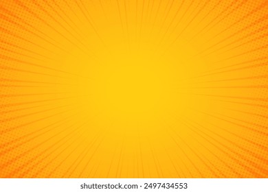 Radial orange speed lines for comic books cartoon background. Explosion background. Vector illustration.