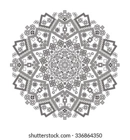 radial pattern of curls and spirals geometric gray carpet