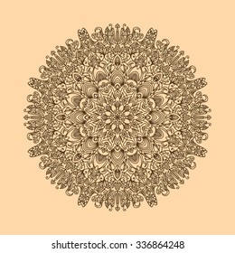 radial pattern of curls and spirals large and complex color of henna