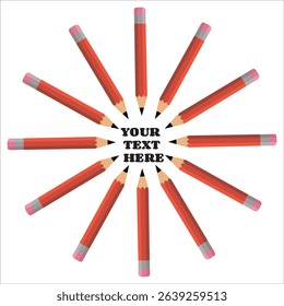 Radial Pencil Design with Central Text Placeholder,Creative Writing Concept Art,Back to School Graphic Template,Pencil Burst Logo Placeholder