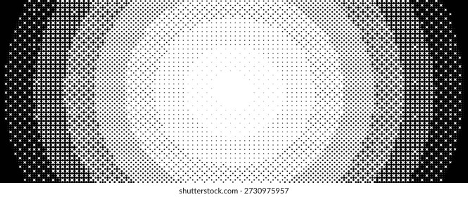 Textura de degradado pixelado radial blanco y negro difuminado 