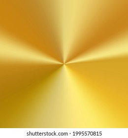 Radial polished texture golden metal background. Vector textured technology gold color background with circular polished, brushed concentric texture. Gold, brass, copper or bronze