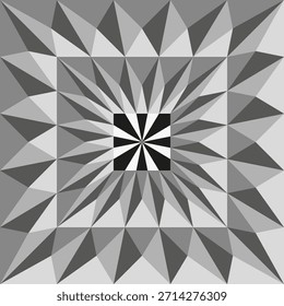 Radial pyramid pattern. Abstract geometric burst. ThreeD spike shape. Vector dynamic illustration. EPS 10.