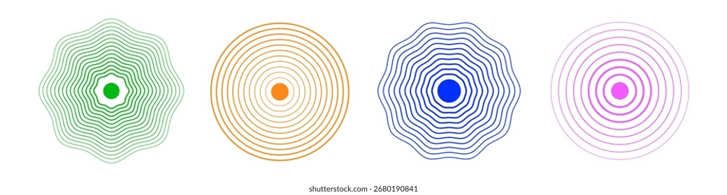 Radial, radar, shockwave icon set. Circle connection, sonar sound waves icons