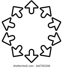 Radial, radiating arrows 
