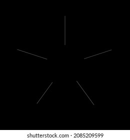 Radial radiating beam ray lines. Starburst, sunburst lineal element, icon. Glint, gleam, aurora effect