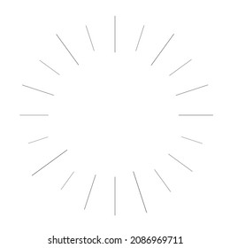 Radial radiating beam ray lines. Starburst, sunburst lineal element, icon. Glint, gleam, aurora effect