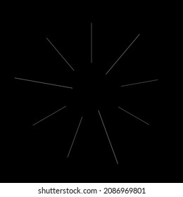 Radial radiating beam ray lines. Starburst, sunburst lineal element, icon. Glint, gleam, aurora effect