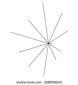 Radial radiating beam ray lines. Starburst, sunburst lineal element, icon. Glint, gleam, aurora effect