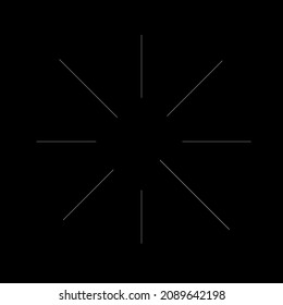 Radial radiating beam ray lines. Starburst, sunburst lineal element, icon. Glint, gleam, aurora effect