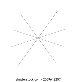 Radial radiating beam ray lines. Starburst, sunburst lineal element, icon. Glint, gleam, aurora effect