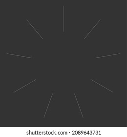 Radial radiating beam ray lines. Starburst, sunburst lineal element, icon. Glint, gleam, aurora effect