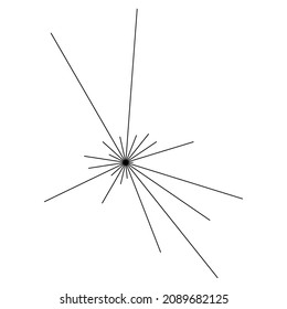 Radial radiating beam ray lines. Starburst, sunburst lineal element, icon. Glint, gleam, aurora effect