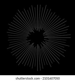 Radial radiating beam ray lines. Starburst, sunburst lineal element, icon. Glint, gleam, aurora effect