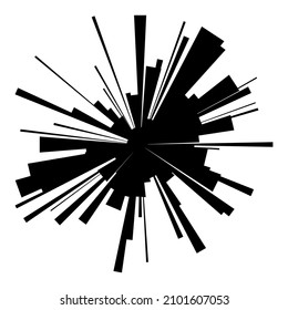 Radialstrahllinien. Starburst, sunburst lineales Element, Symbol. Glint, Glanz, Polarlicht