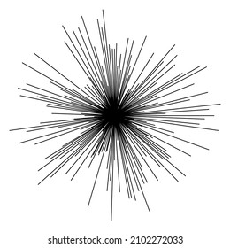 Líneas radiantes de rayos radiantes. Starburst, elemento lineal de la explosión del sol, icono. Glint, brillo, efecto aurora