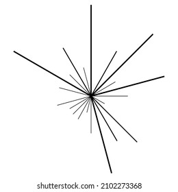 Radial radiating beam ray lines. Starburst, sunburst lineal element, icon. Glint, gleam, aurora effect