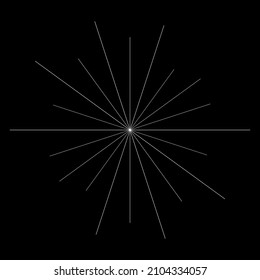 Líneas radiantes de rayos radiantes. Starburst, elemento lineal de la explosión del sol, icono. Glint, brillo, efecto aurora