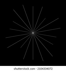 Radial radiating beam ray lines. Starburst, sunburst lineal element, icon. Glint, gleam, aurora effect