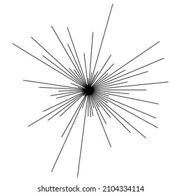 Radial radiating beam ray lines. Starburst, sunburst lineal element, icon. Glint, gleam, aurora effect