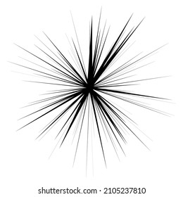 Radial radiating beam ray lines. Starburst, sunburst lineal element, icon. Glint, gleam, aurora effect