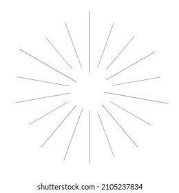 Radial radiating beam ray lines. Starburst, sunburst lineal element, icon. Glint, gleam, aurora effect