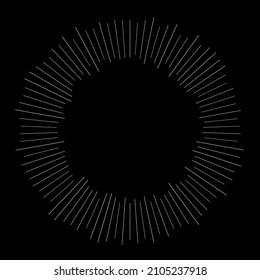 Radial radiating beam ray lines. Starburst, sunburst lineal element, icon. Glint, gleam, aurora effect