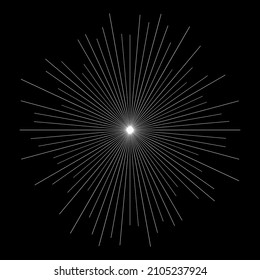 Radialstrahllinien. Starburst, sunburst lineales Element, Symbol. Glint, Glanz, Polarlicht
