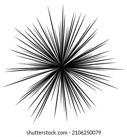 Radial radiating beam ray lines. Starburst, sunburst lineal element, icon. Glint, gleam, aurora effect