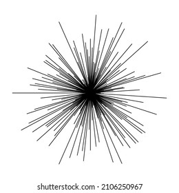 Líneas radiantes de rayos radiantes. Starburst, elemento lineal de la explosión del sol, icono. Glint, brillo, efecto aurora