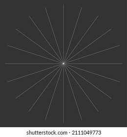 Radial radiating beam ray lines. Starburst, sunburst lineal element, icon. Glint, gleam, aurora effect