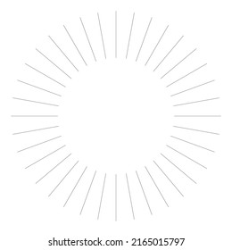 Radial radiating beam ray lines. Starburst, sunburst lineal element, icon. Glint, gleam, aurora effect